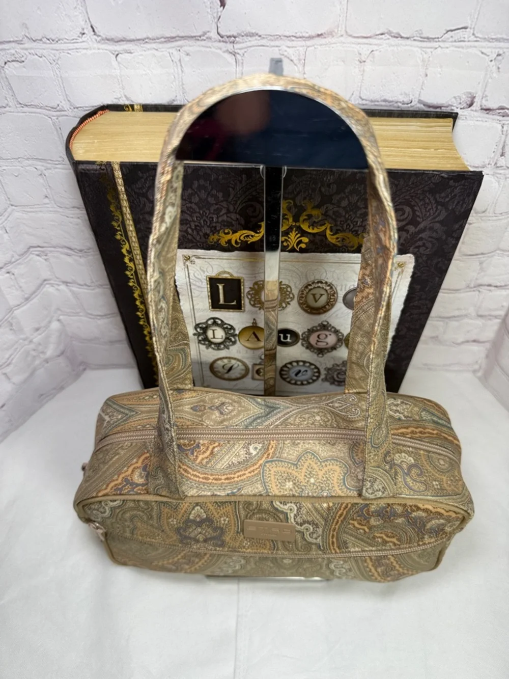 Etro Profumi Paisley Canvas Large Shoulder Bag 11.75x6.5x3.25in NWOT - Picture 8 of 14